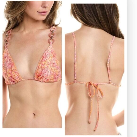 Ramy Brook Womens  Printed Harbor Bikini Top, Pink M NWT $128 - Picture 5 of 6